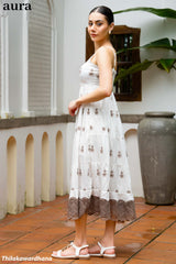 Aura Floral Embroidered Tiered Maxi Dress