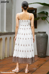 Aura Floral Embroidered Tiered Maxi Dress