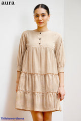 Aura Blush Check Tier Dress