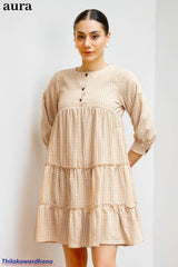 Aura Blush Check Tier Dress