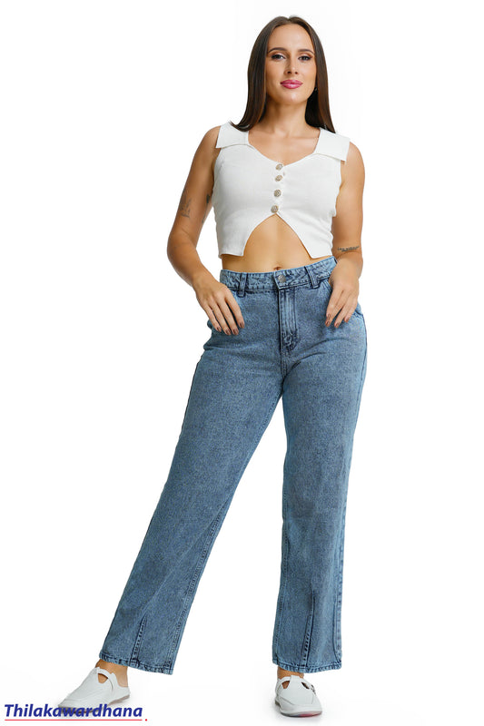 Retro Wash Straight Wide Leg Jean