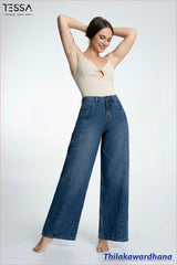 TESSA Indigo Front Seam Wide Leg Denim