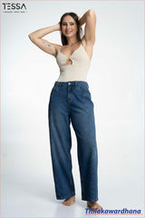 TESSA Indigo Front Seam Wide Leg Denim
