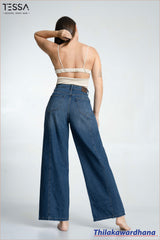 TESSA Indigo Front Seam Wide Leg Denim