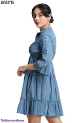 Aura Floral Embroidered Tiered Dress