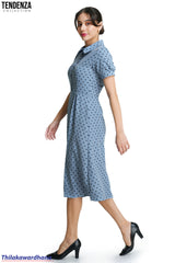 Tendenza Bubble Sleeve Polka Dotted Dress