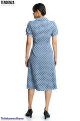 Tendenza Bubble Sleeve Polka Dotted Dress