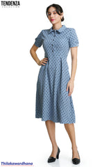 Tendenza Bubble Sleeve Polka Dotted Dress