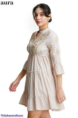 Aura Floral Embroidered Tiered Dress