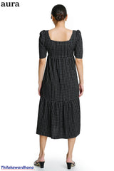 Aura Gingham Tiered Midi Dress