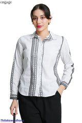 Aura Embroidered Long Sleeve Top