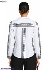 Aura Embroidered Long Sleeve Top