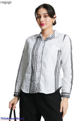 Aura Embroidered Long Sleeve Top