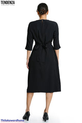 Tendenza Belt Detailed Printed Dress