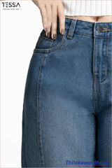 TESSA Light Indigo Front Seam Wide Leg Denim