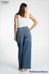 TESSA Light Indigo Front Seam Wide Leg Denim