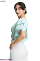 Engage Twist Front Layered Sleeve Crop Top