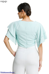 Engage Twist Front Layered Sleeve Crop Top