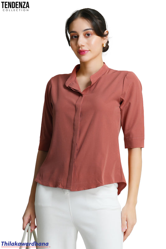Tendenza 3/4 Sleeve Conceal Placket Top