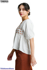 Tendenza Serena Embroidered Peplum Top