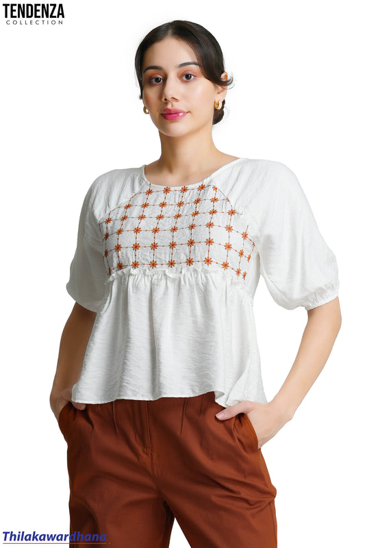Tendenza Serena Embroidered Peplum Top