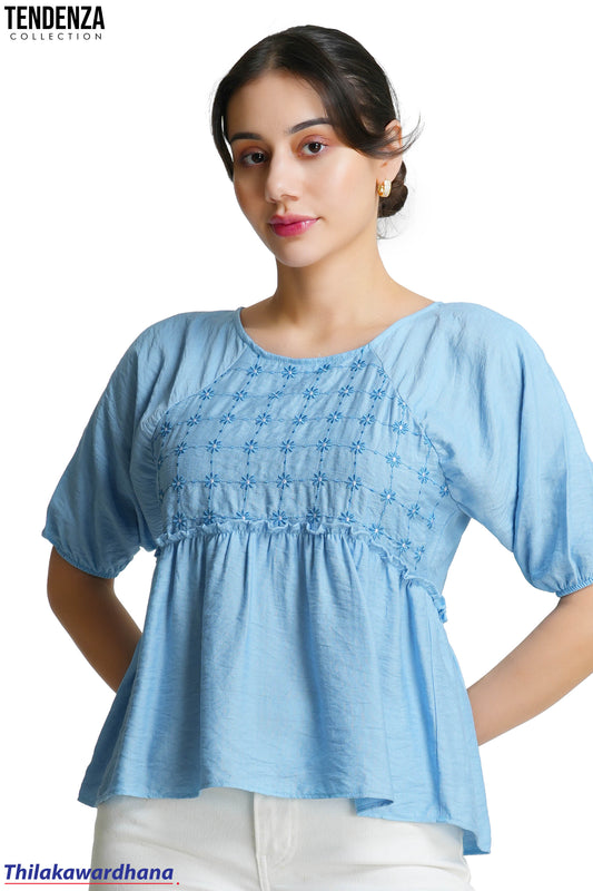 Tendenza Serena Embroidered Peplum Top