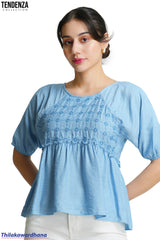 Tendenza Serena Embroidered Peplum Top