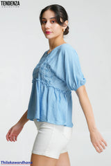 Tendenza Serena Embroidered Peplum Top