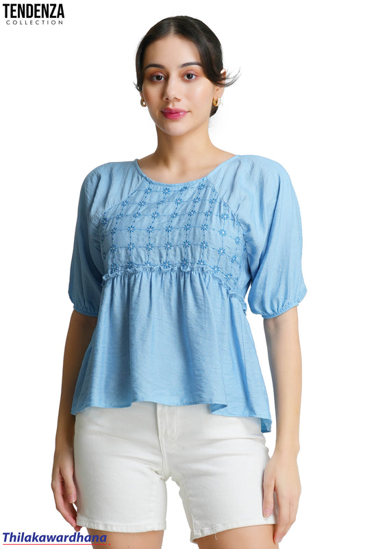Tendenza Serena Embroidered Peplum Top