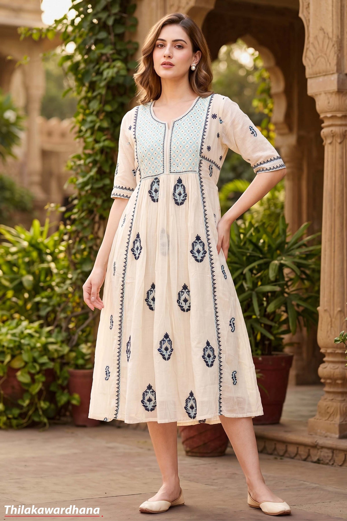 Indian Embroidered Floral Dress