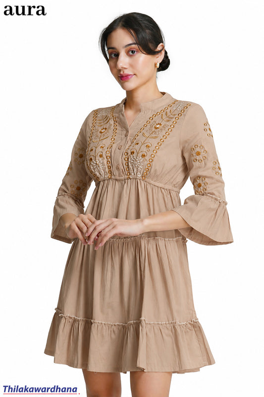 Aura Floral Embroidered Tiered Dress