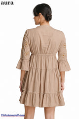 Aura Floral Embroidered Tiered Dress