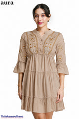 Aura Floral Embroidered Tiered Dress