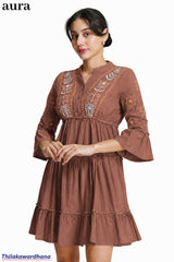 Aura Floral Embroidered Tiered Dress