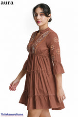 Aura Floral Embroidered Tiered Dress