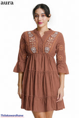 Aura Floral Embroidered Tiered Dress