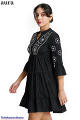 Aura Floral Embroidered Tiered Dress