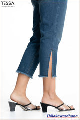 TESSA Side Split Crop Dark Vintage Jean