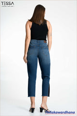 TESSA Side Split Crop Dark Vintage Jean