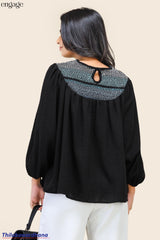 Tendenza Smocked Long Sleeve Blouse