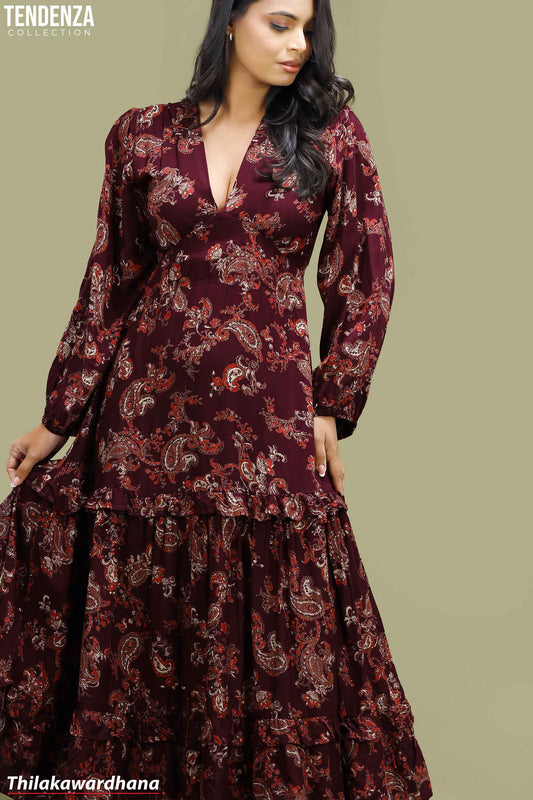 Tendenza Deep V Neck Maxi Dress