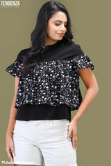 Tendenza Printed Ruffle Detailed Top
