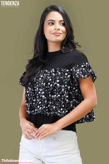 Tendenza Printed Ruffle Detailed Top