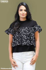 Tendenza Printed Ruffle Detailed Top