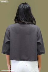 Tendenza Rainbow Button Oversized Crop Top