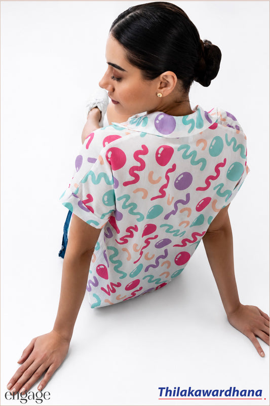 Engage Pastel Wave Print Collared Shirt