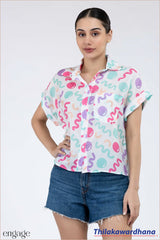 Engage Pastel Wave Print Collared Shirt