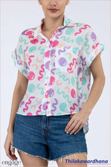 Engage Pastel Wave Print Collared Shirt
