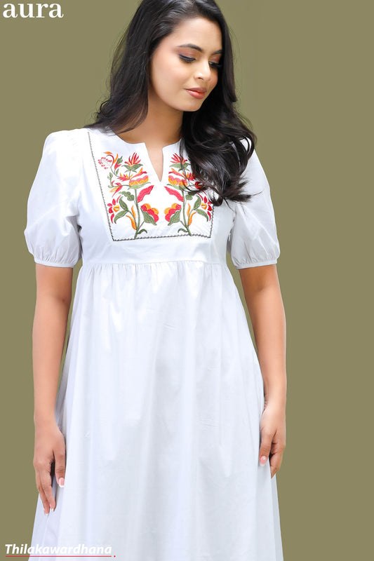 Aura Embroidered Midi Dress