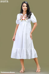 Aura Embroidered Midi Dress